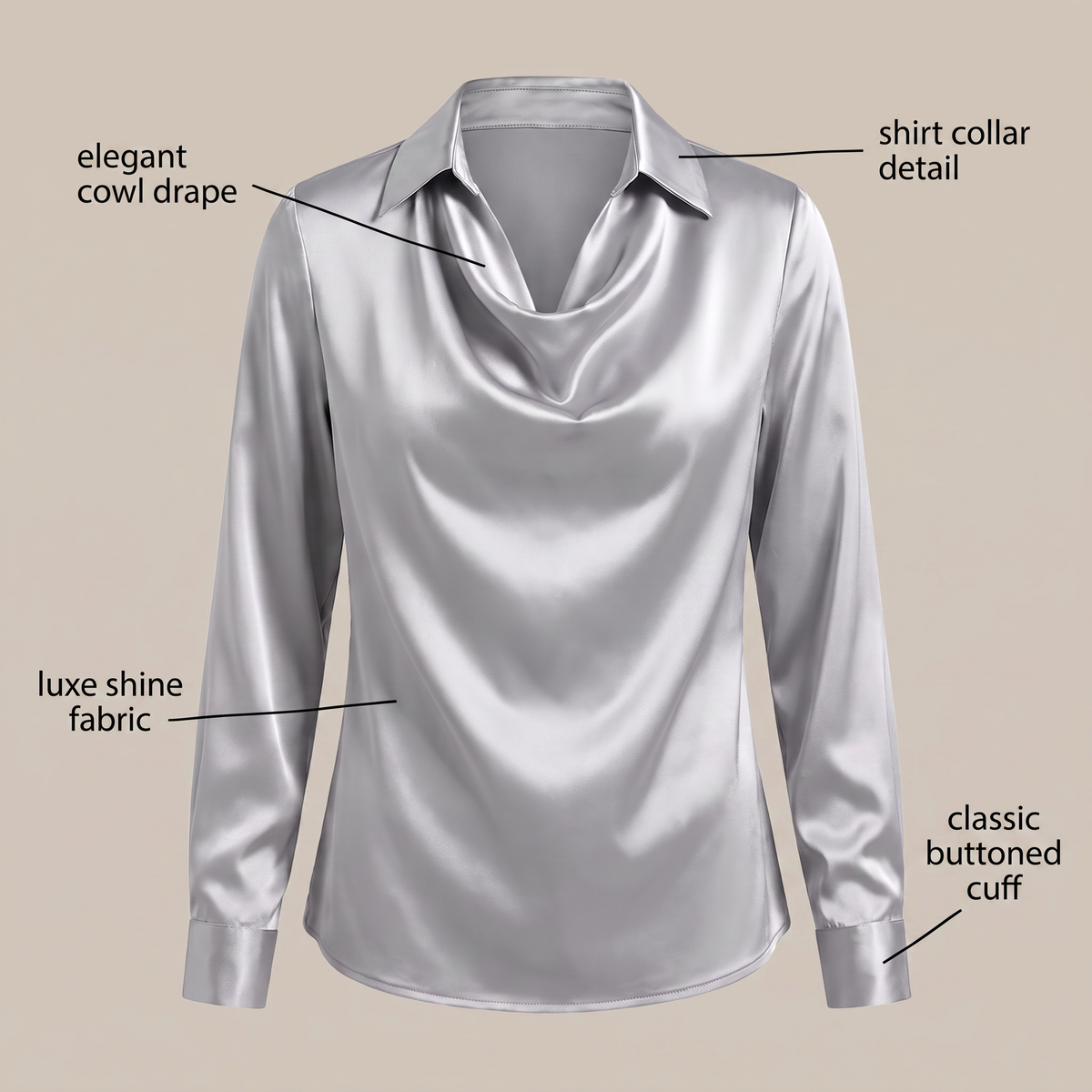 Women's Floral Print Cowl Neck Satin Blouse