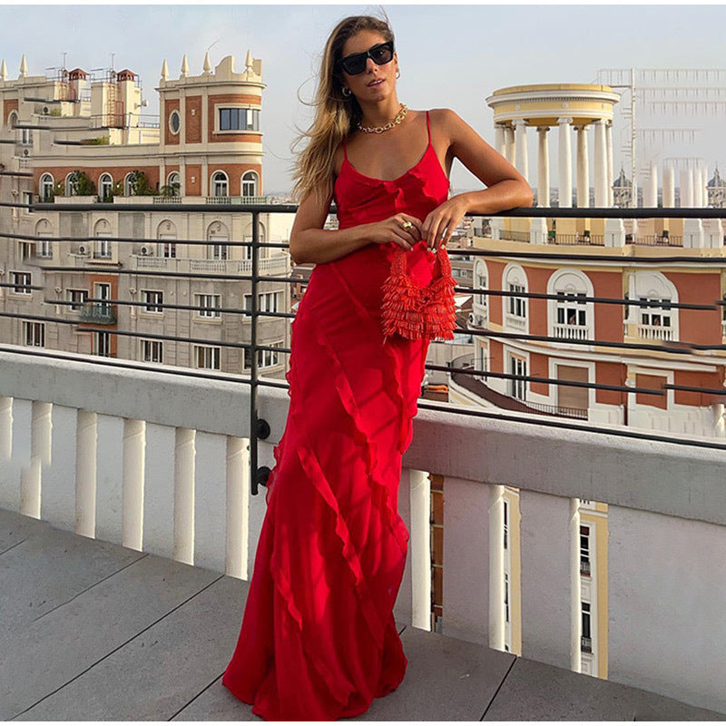 Chic Ruffled Evening Gown for Formal Events