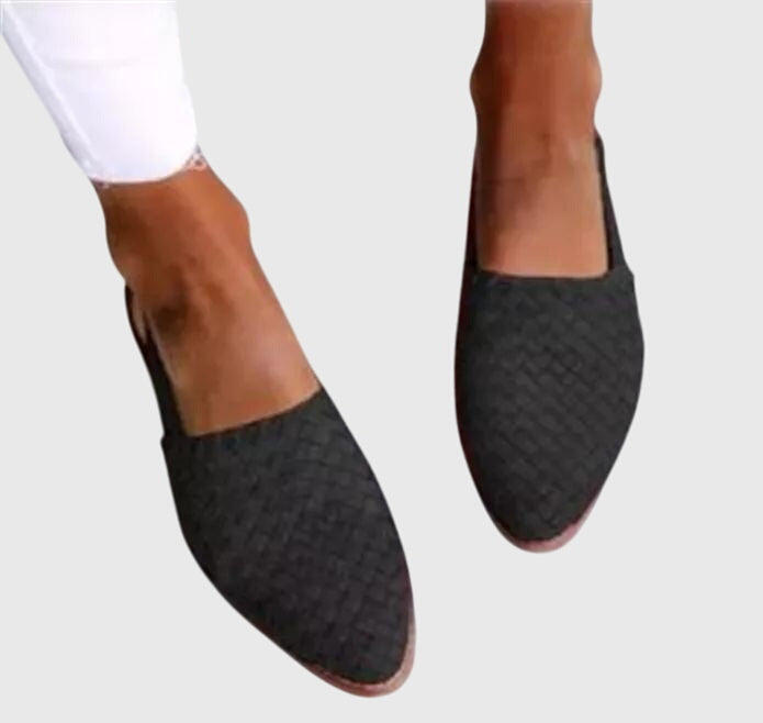 Mocassini slingback da donna in tessuto con cinturino regolabile