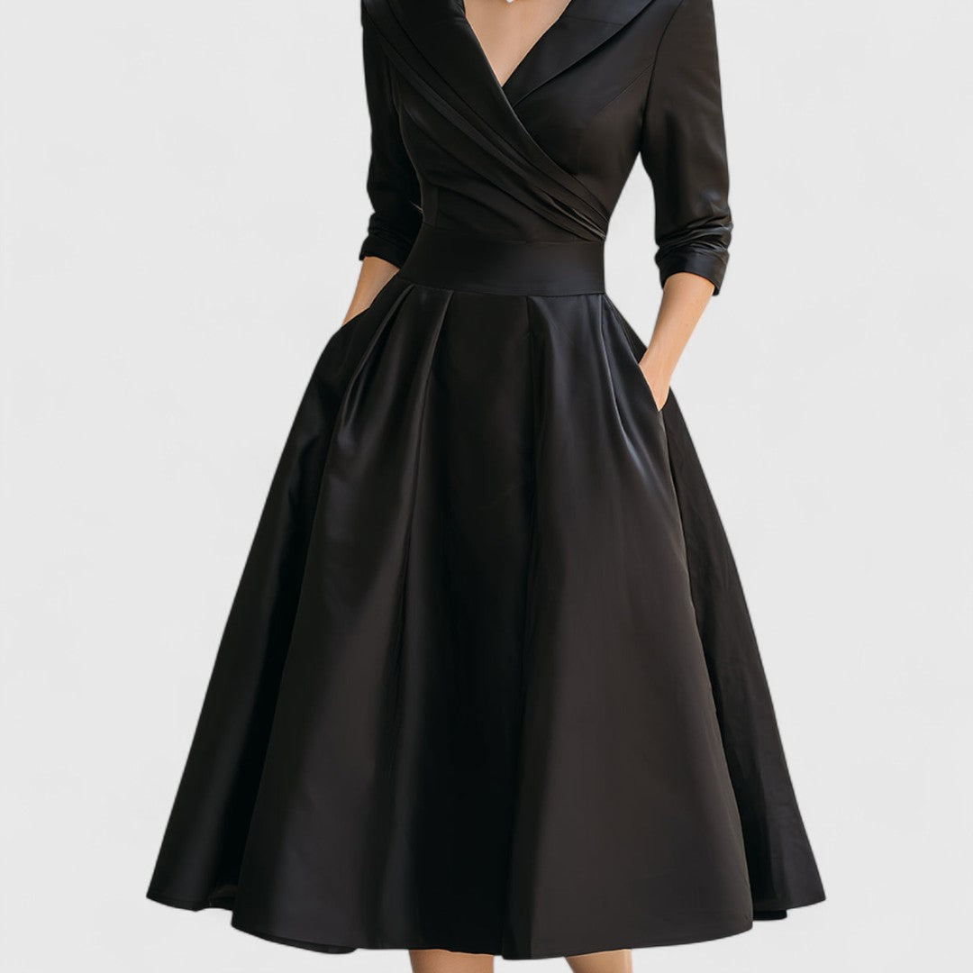 Robe midi élégante à décolleté en V pour femmes