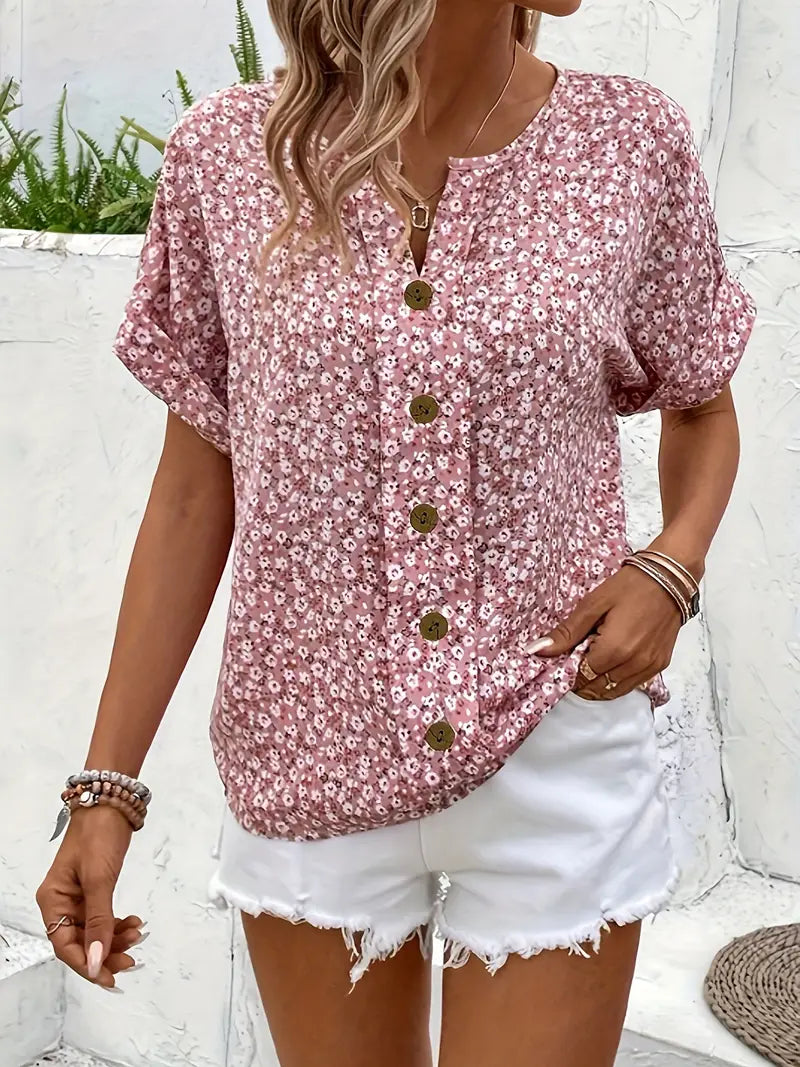 Floral Relaxed Button-Up Blouse