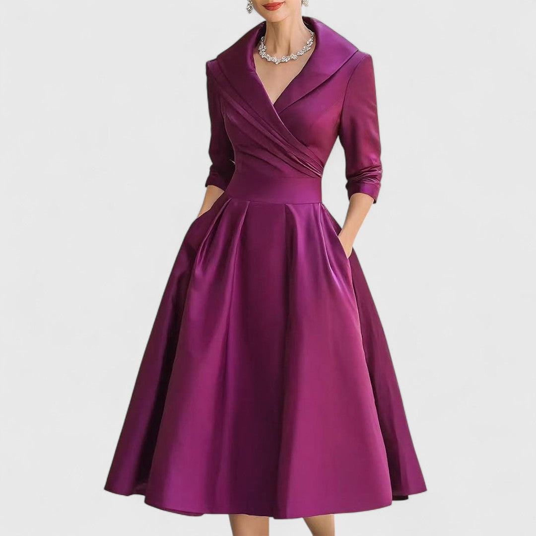 Robe midi élégante à décolleté en V pour femmes