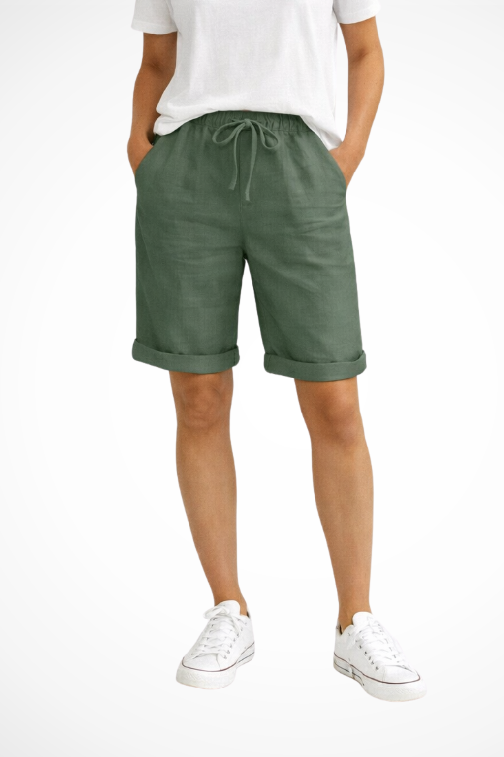 Pantalon Capri en lin pour femme, coupe décontractée