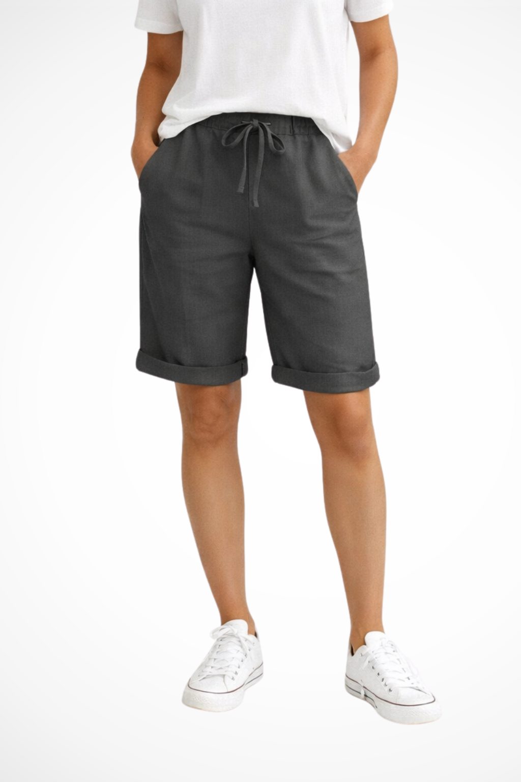 Pantalon Capri en lin pour femme, coupe décontractée