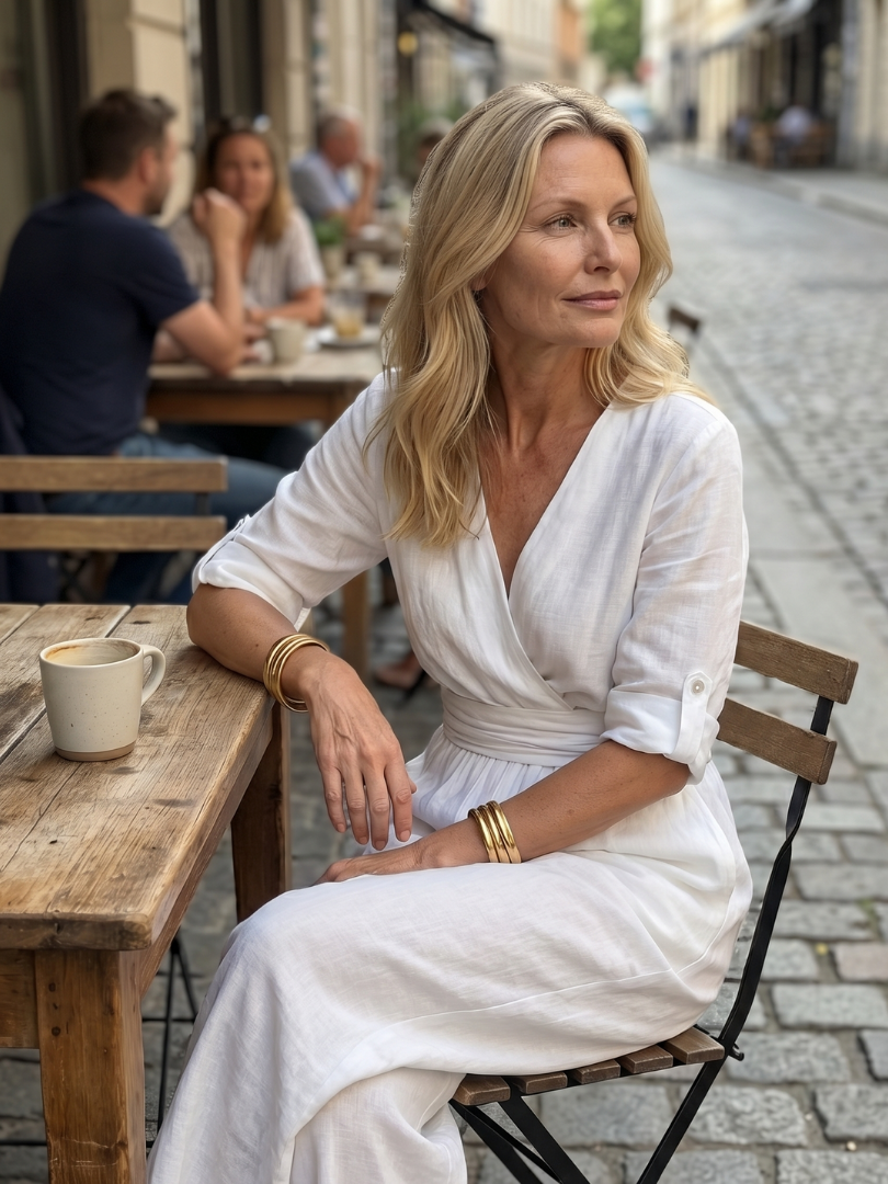 Combinaison large pour femme avec col en V croisé