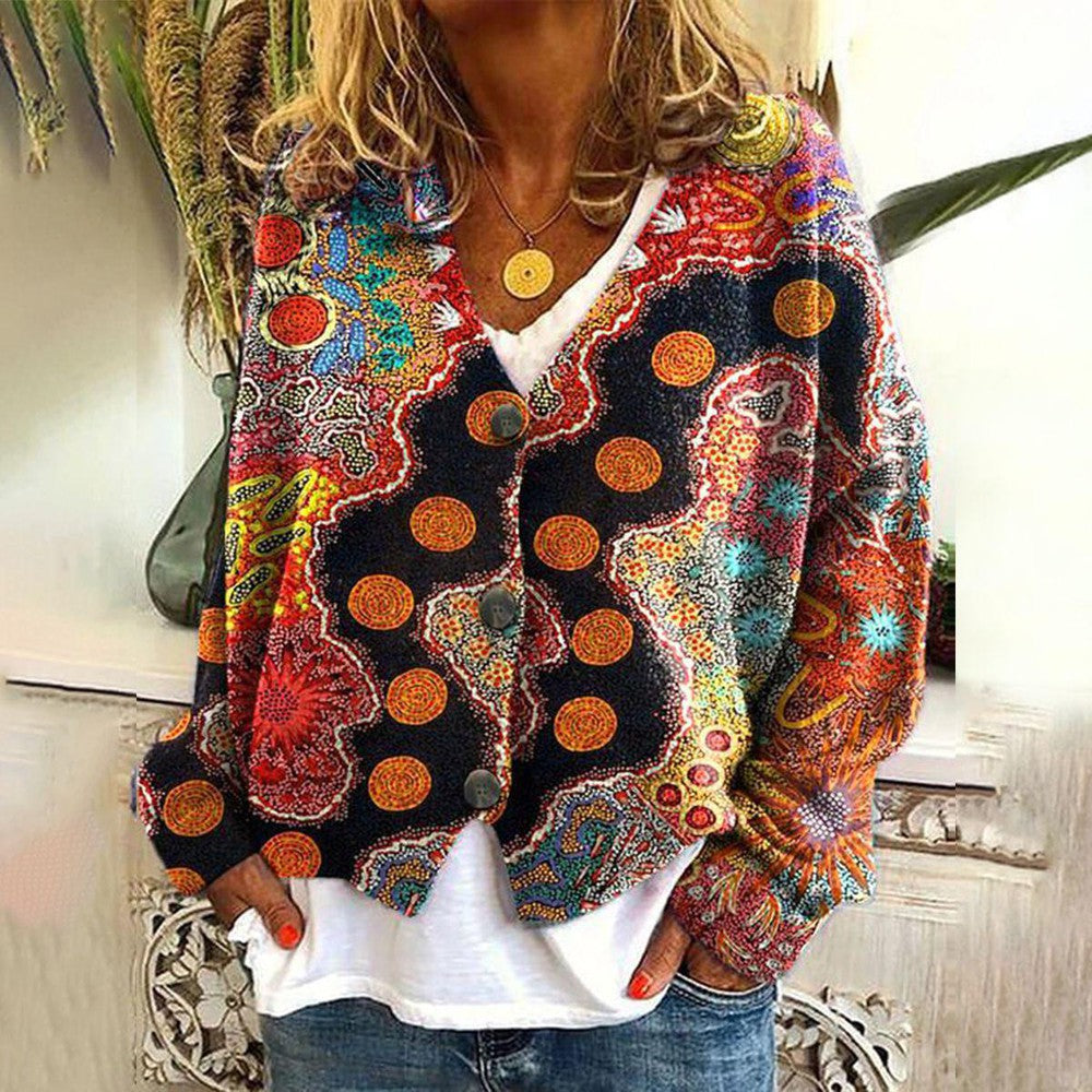 Maglione lavorato a maglia boho colorato da donna