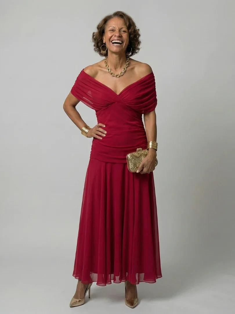 Robe maxi en mesh floral pour femme avec corsage froncé