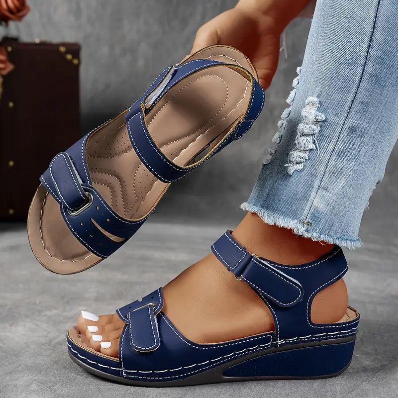 Sandales compensées confort décontracté avec brides Velcro