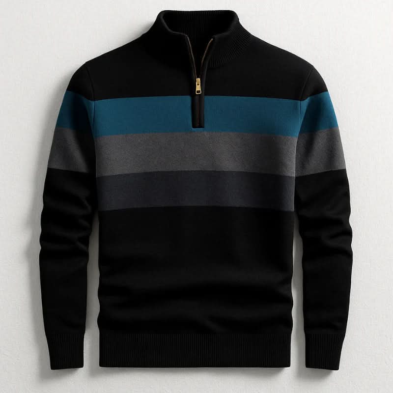 Pull à rayures pour homme à col zippé