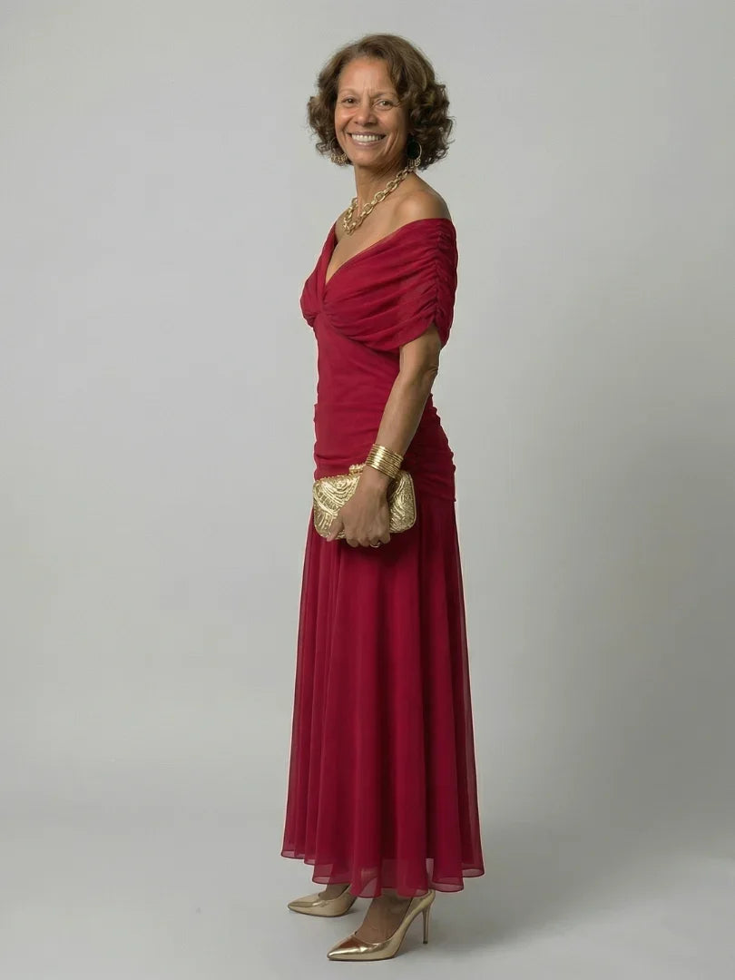 Robe maxi en mesh floral pour femme avec corsage froncé