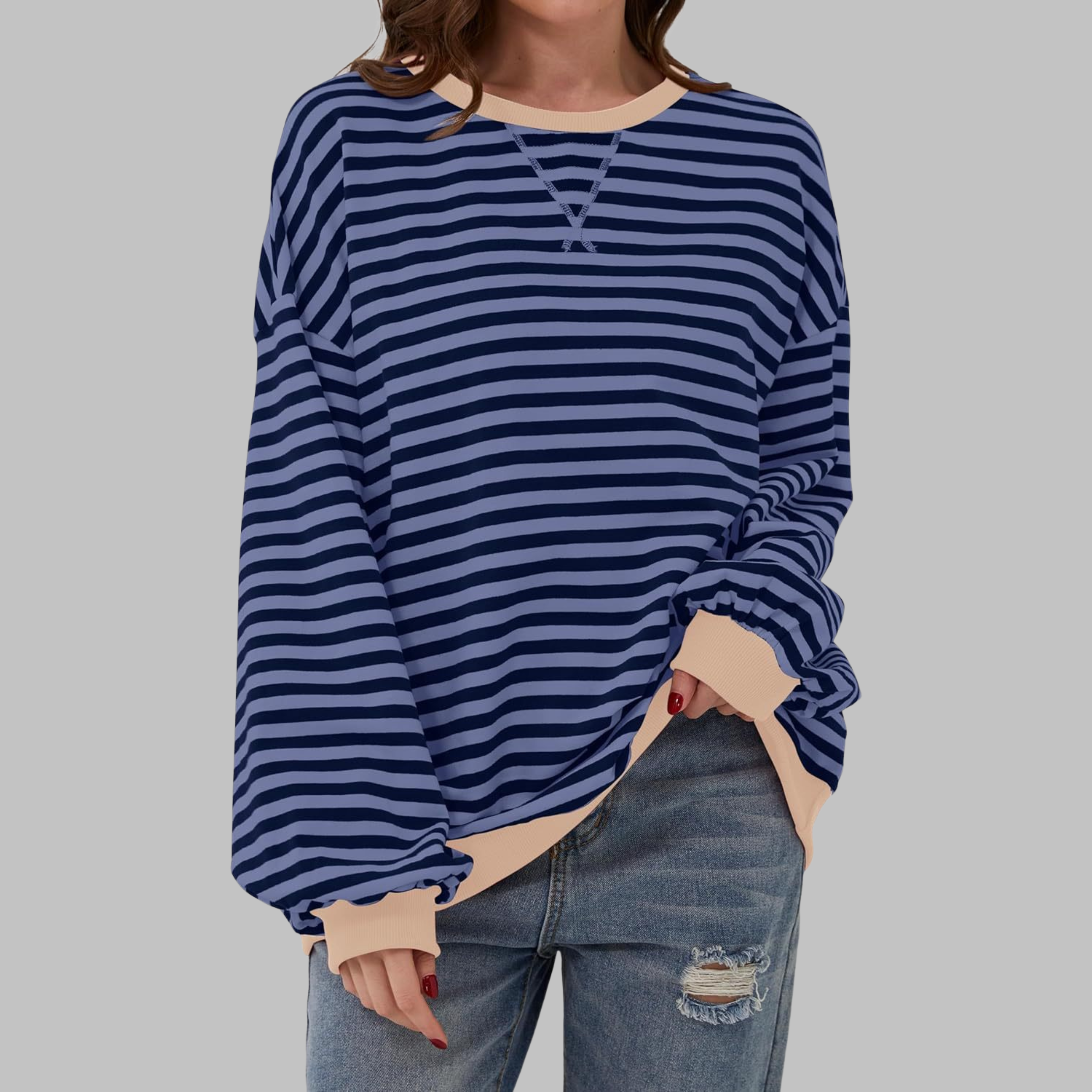 Women's Striped Long Sleeve Sweatshirt