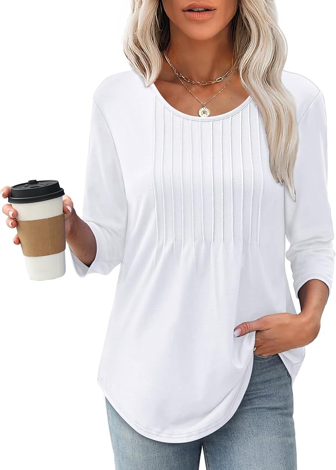 Blouse structurée à manches 3/4 pour femmes | Haut polyvalent pour le bureau