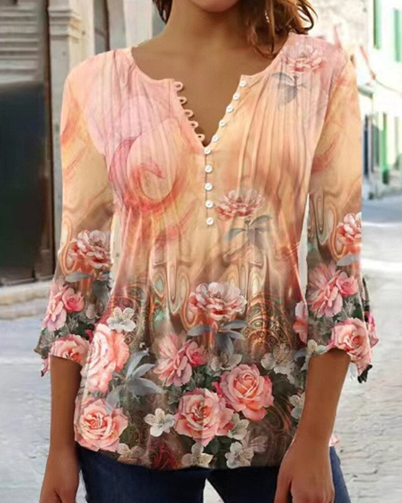 Judith - Scalloped V-Neck Blouse