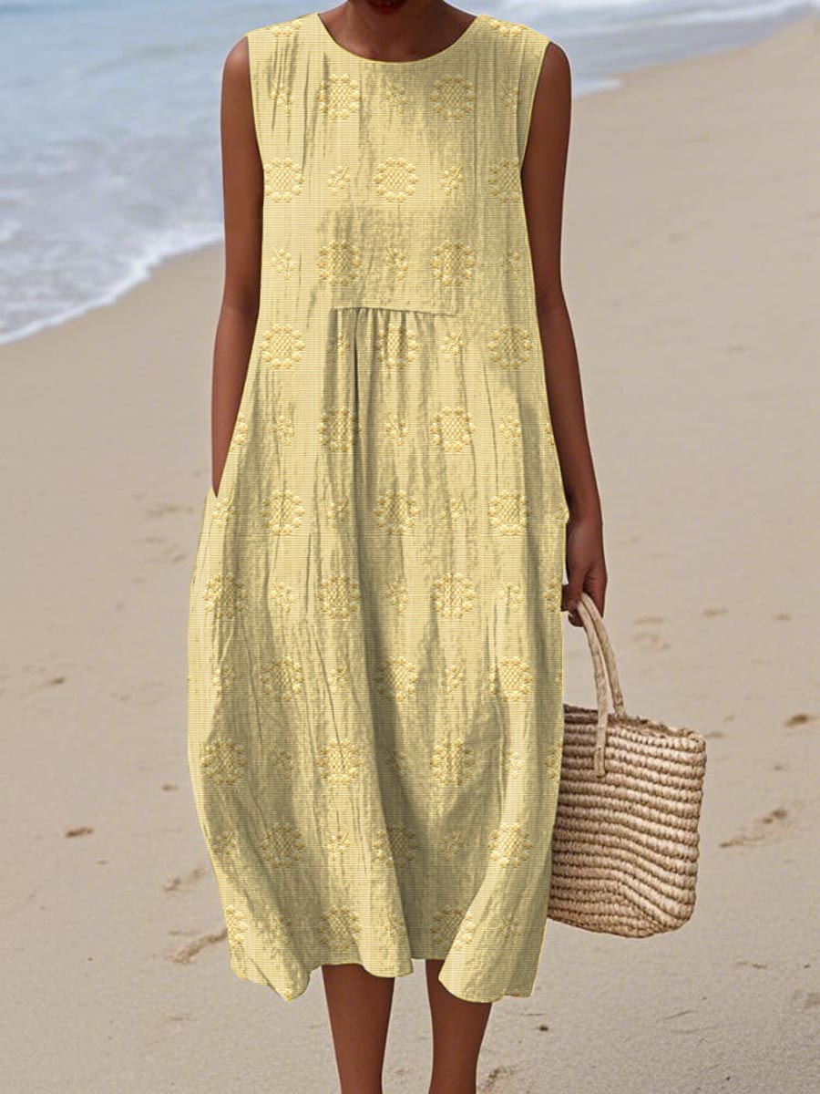 Women’s Embroidered Sleeveless Summer Midi Dress