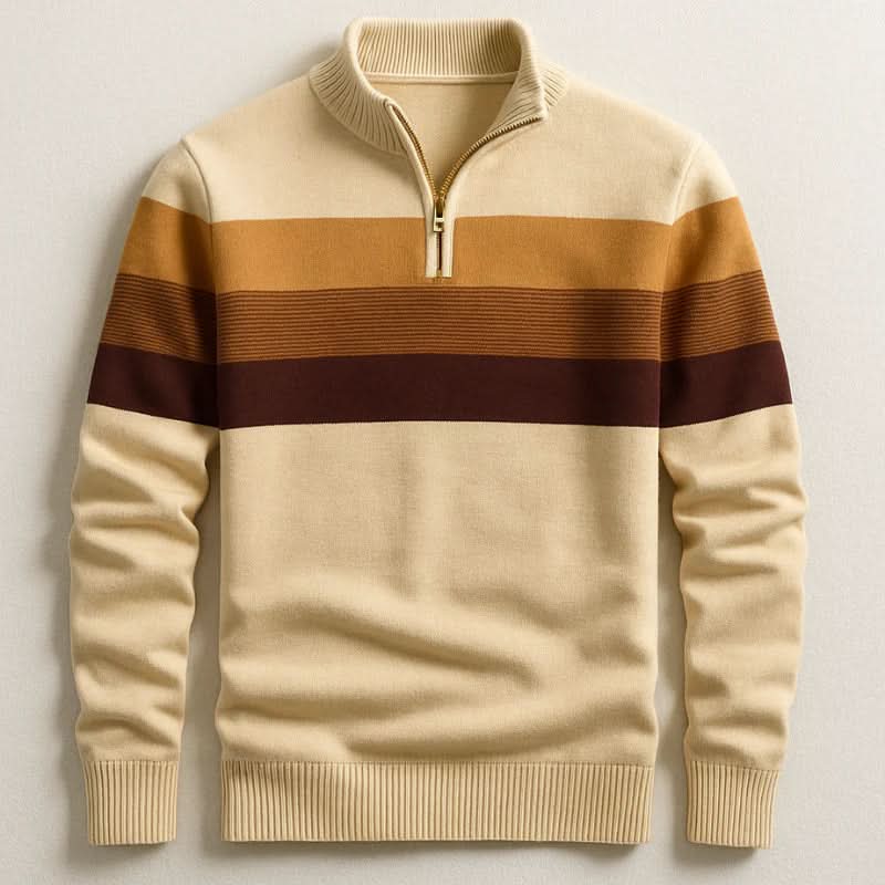 Pull à rayures pour homme à col zippé