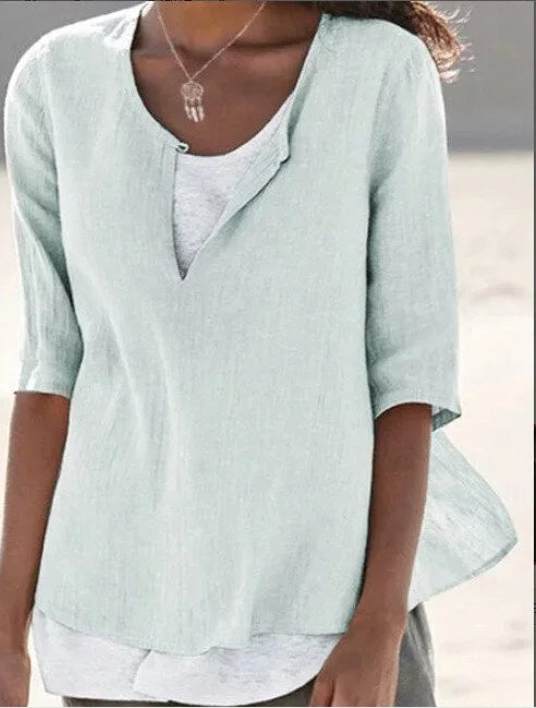 Women's Casual Layered V-Neck Blouse