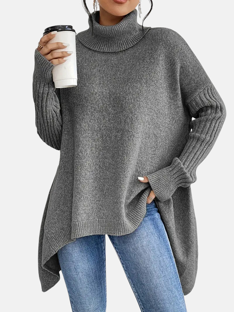 Women's Oversized Turtleneck Tunic Sweater