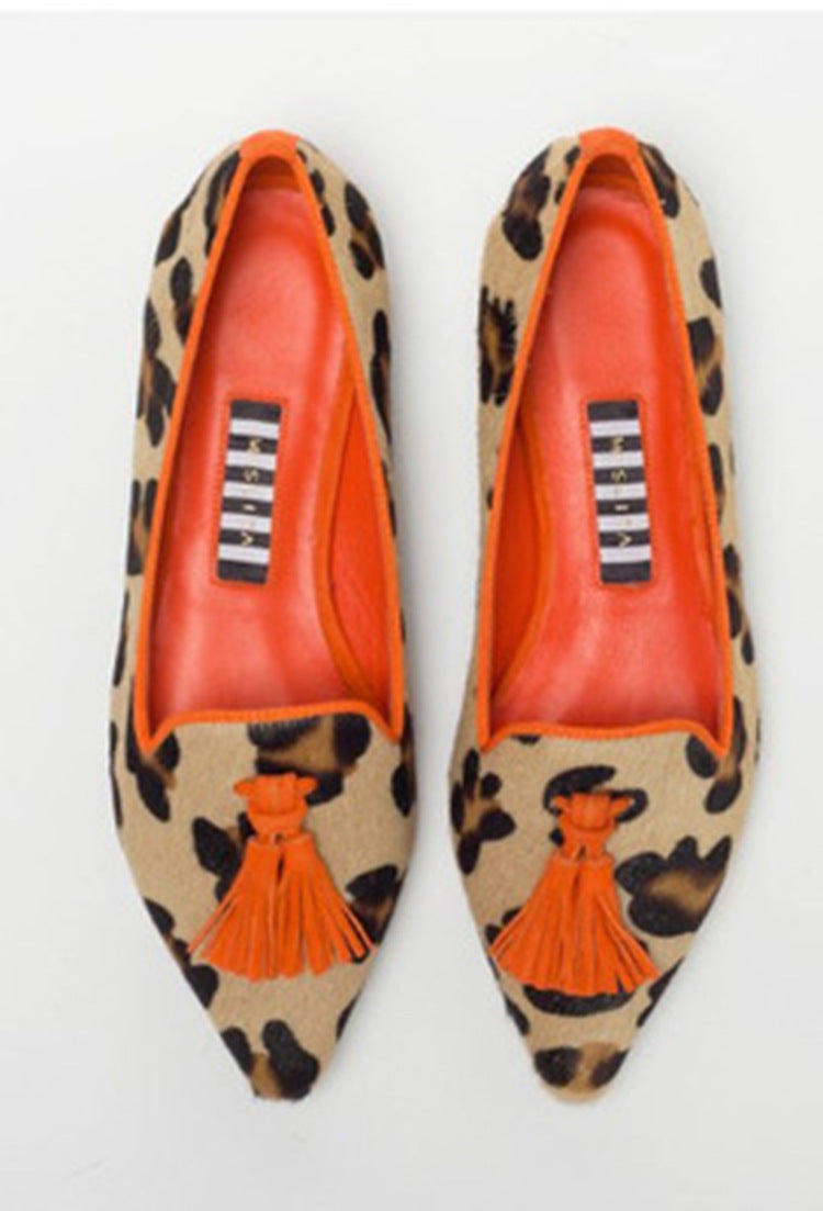 Women’s Leopard Print Tassel Slip-On Loafers