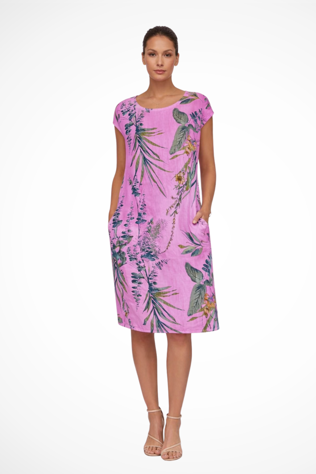 Women’s Elegant Floral Print Midi Dress for Casual Wear