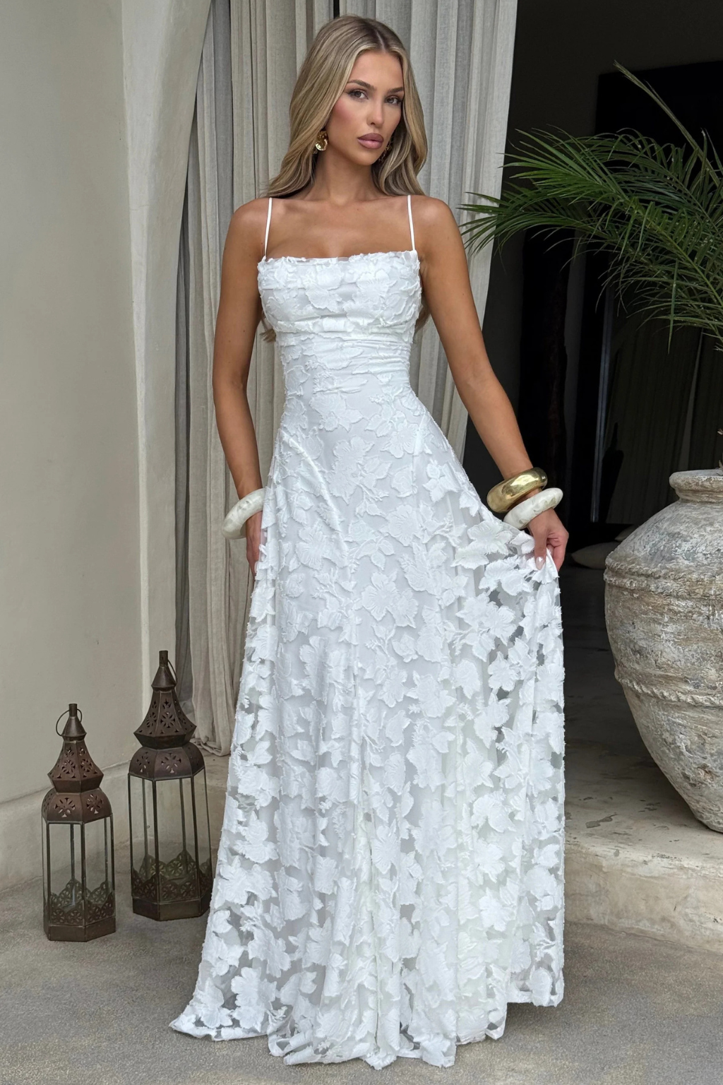 Women’s Floral Lace Mermaid Maxi Dress for Formal Occasions