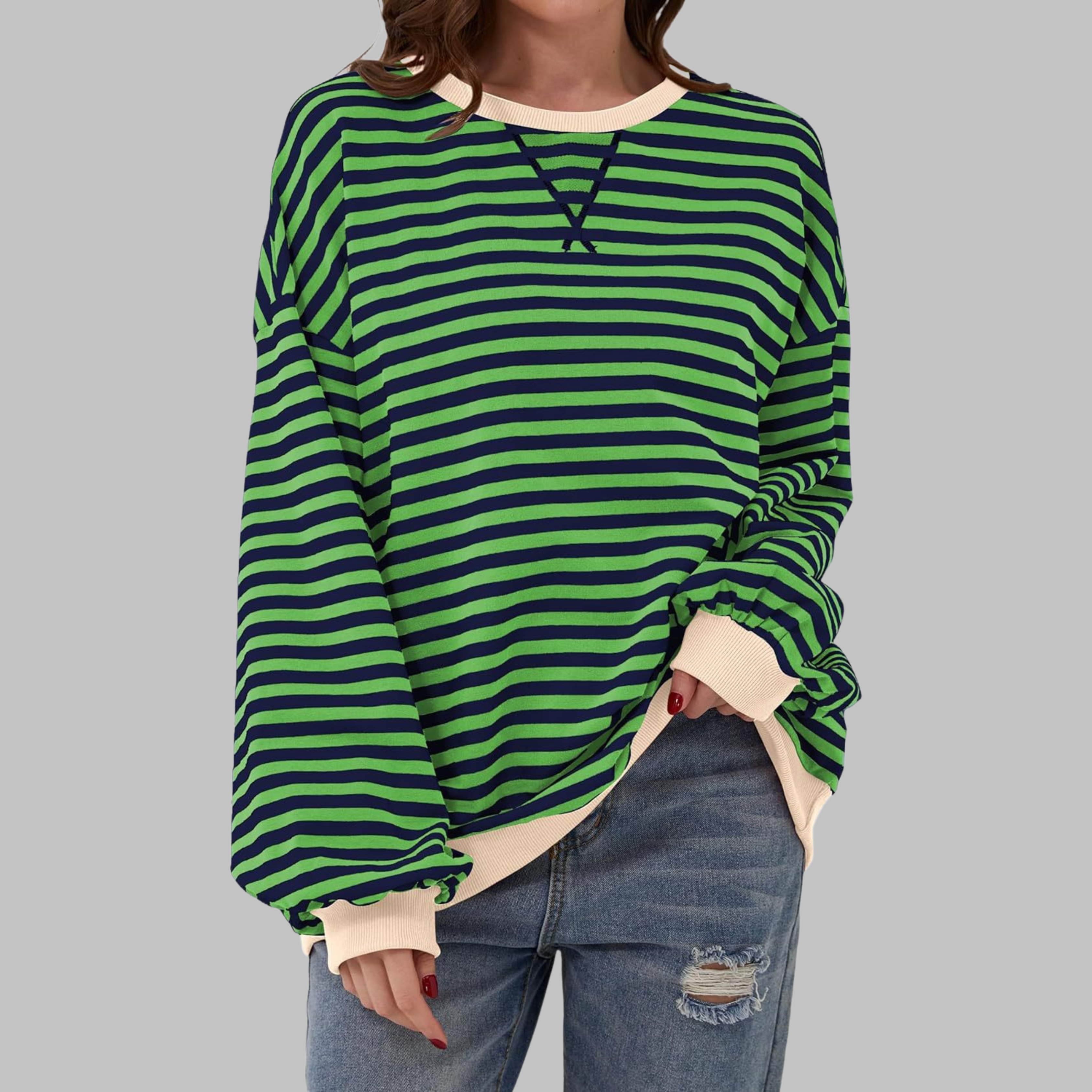 Women's Striped Long Sleeve Sweatshirt