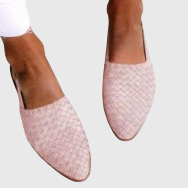 Mocassini slingback da donna in tessuto con cinturino regolabile
