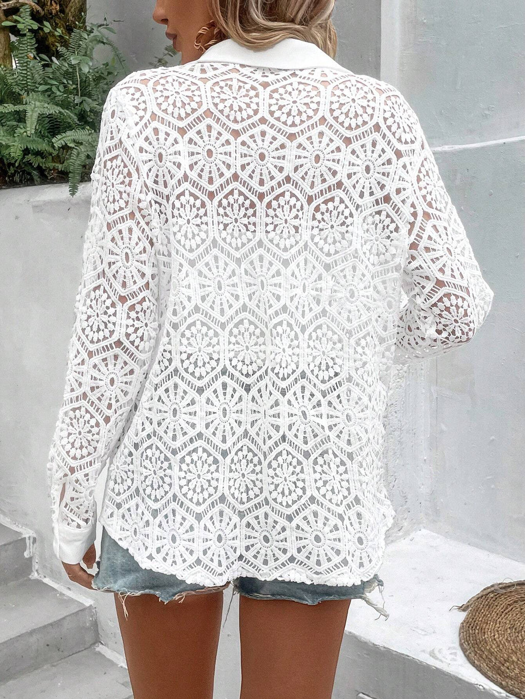 Carla - Sheer Lace Long Blouse