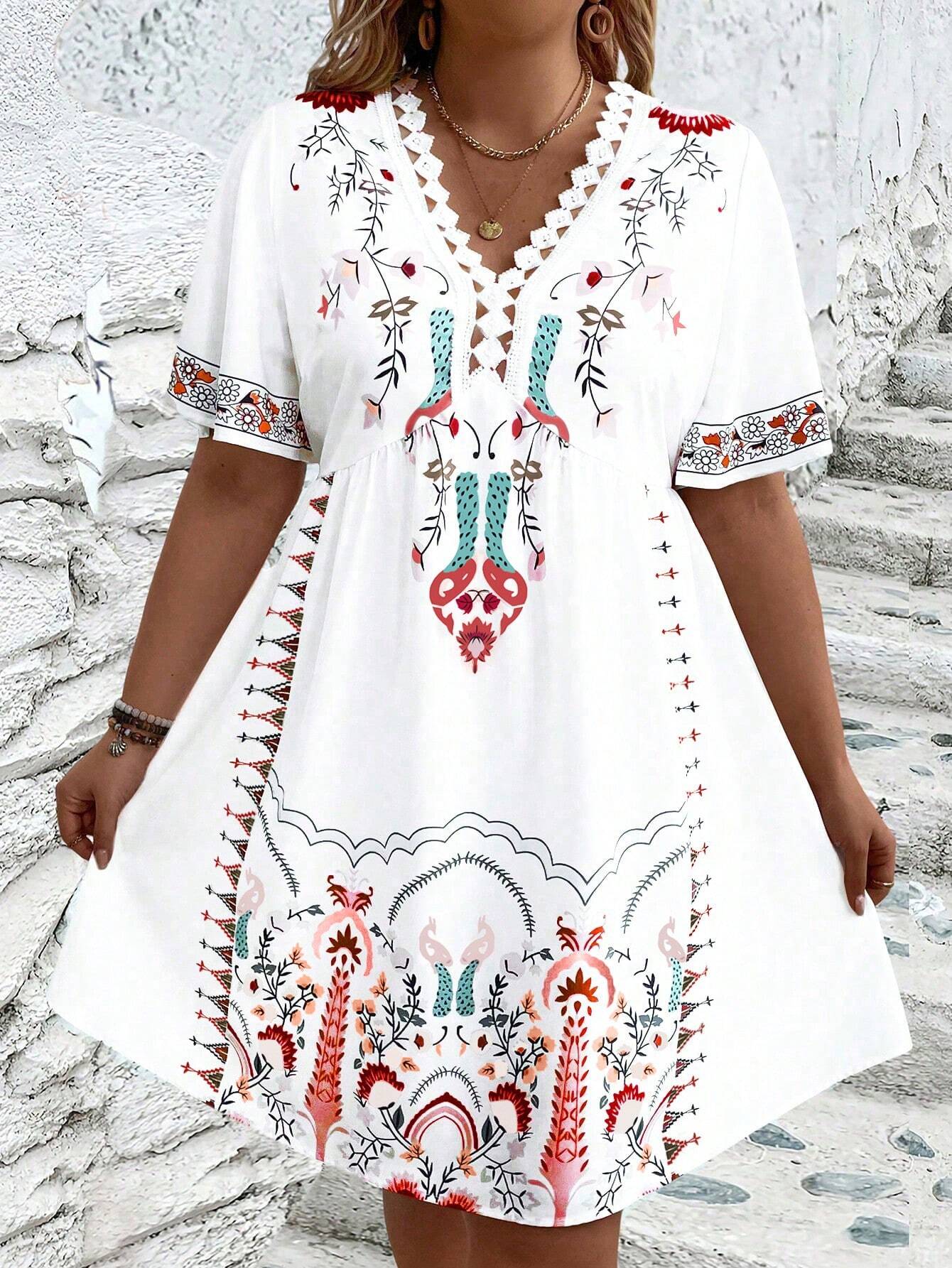Harper - Plus Size Boho Style Midi Dress