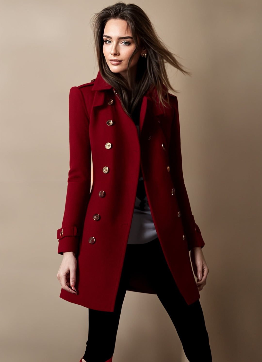 Women’s Double-Breasted Tailored Long Coat