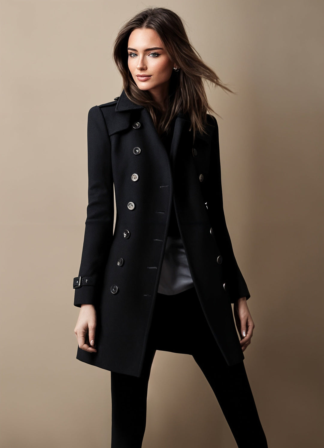 Women’s Double-Breasted Tailored Long Coat