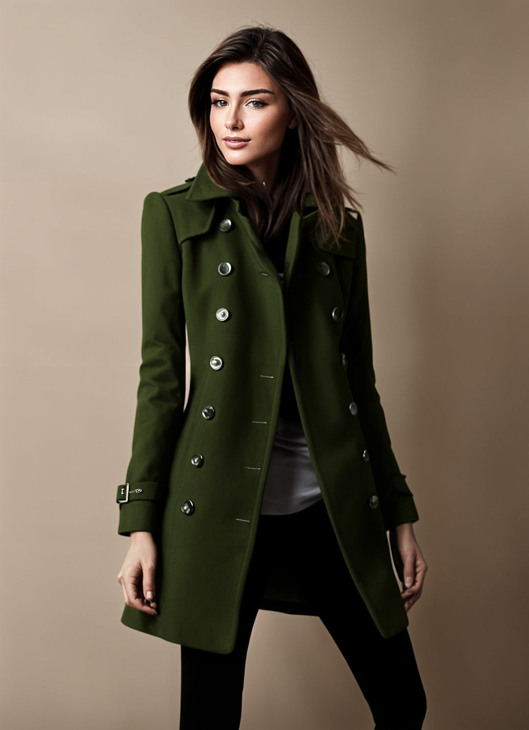 Women’s Double-Breasted Tailored Long Coat