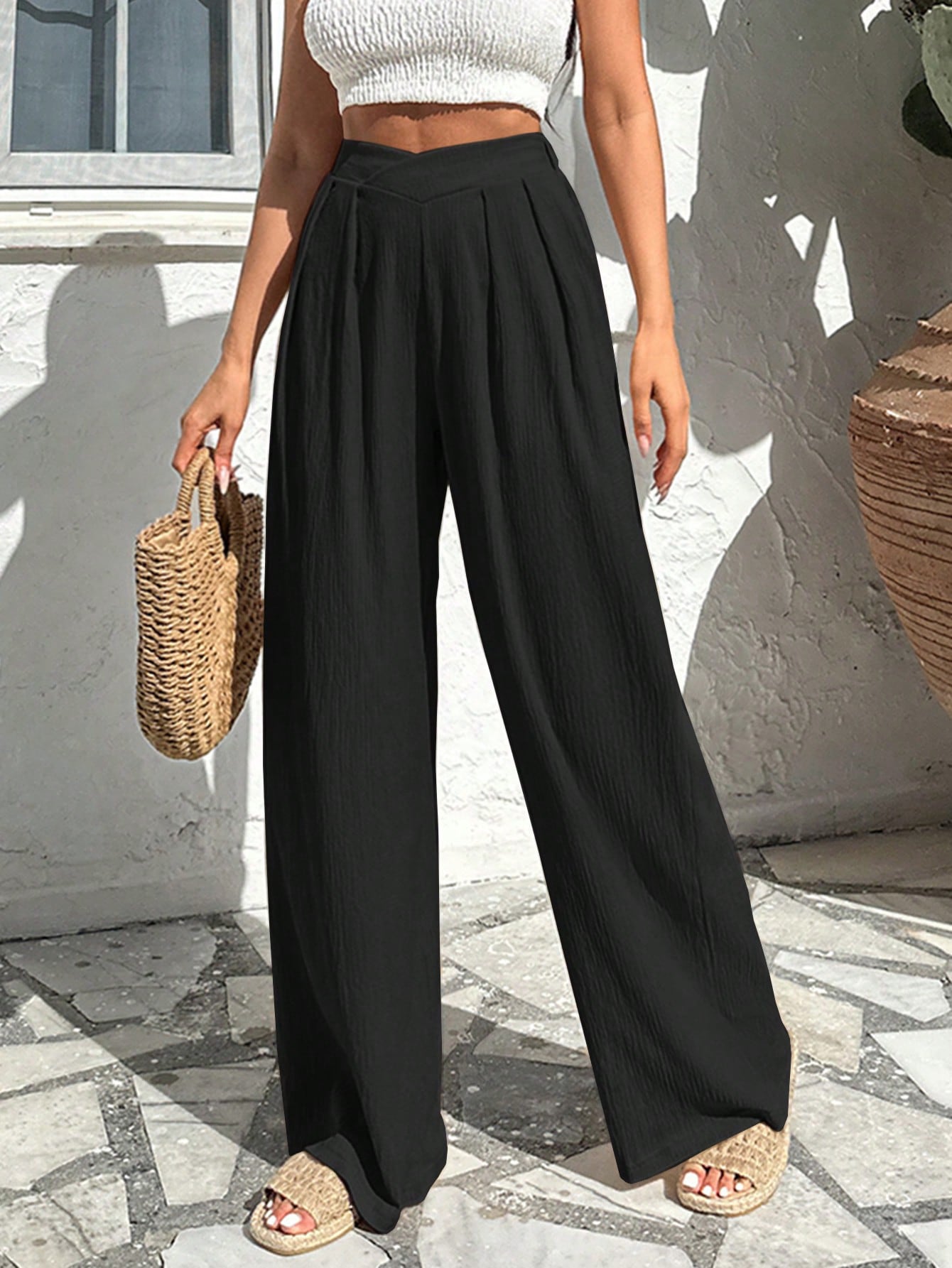 Maya - Wide Pleated Trousers