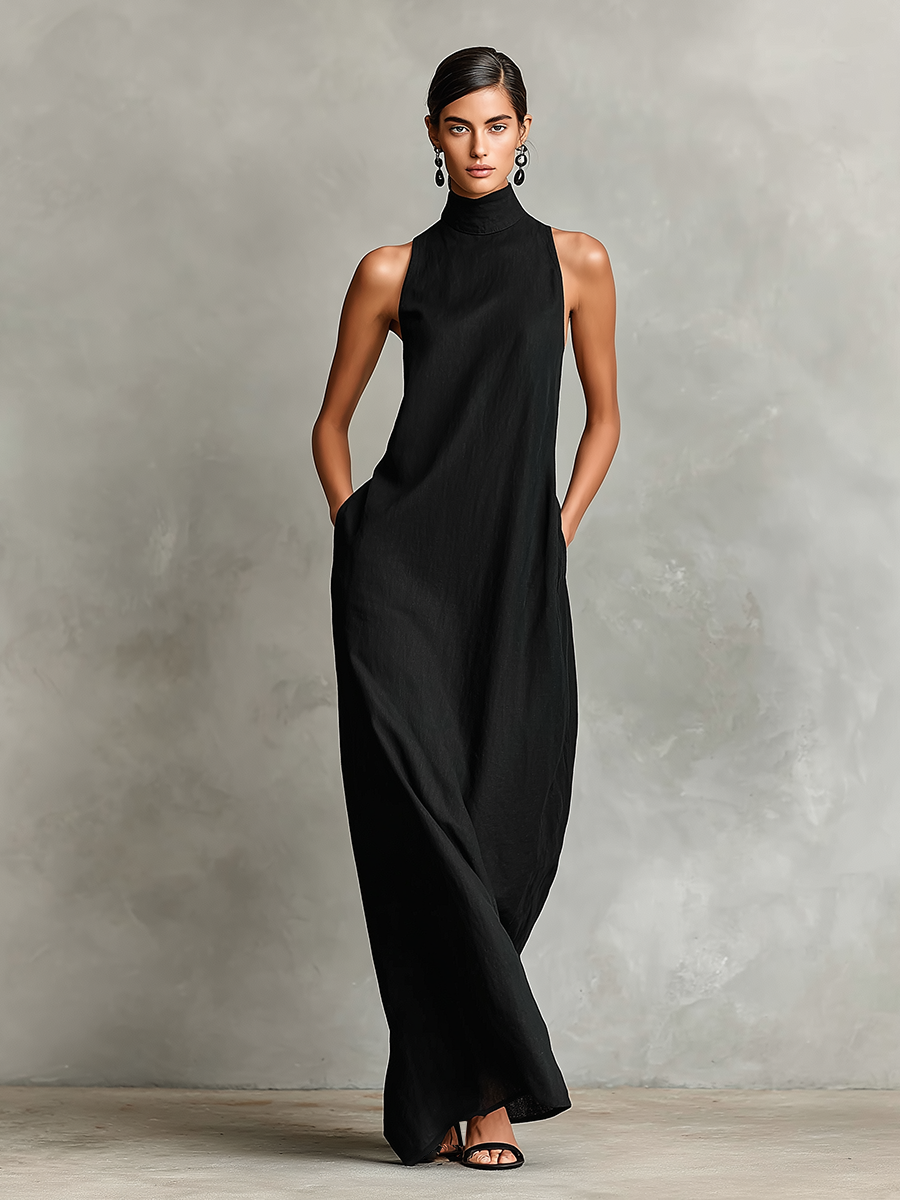 Women’s Sleeveless High Neck Maxi Dress