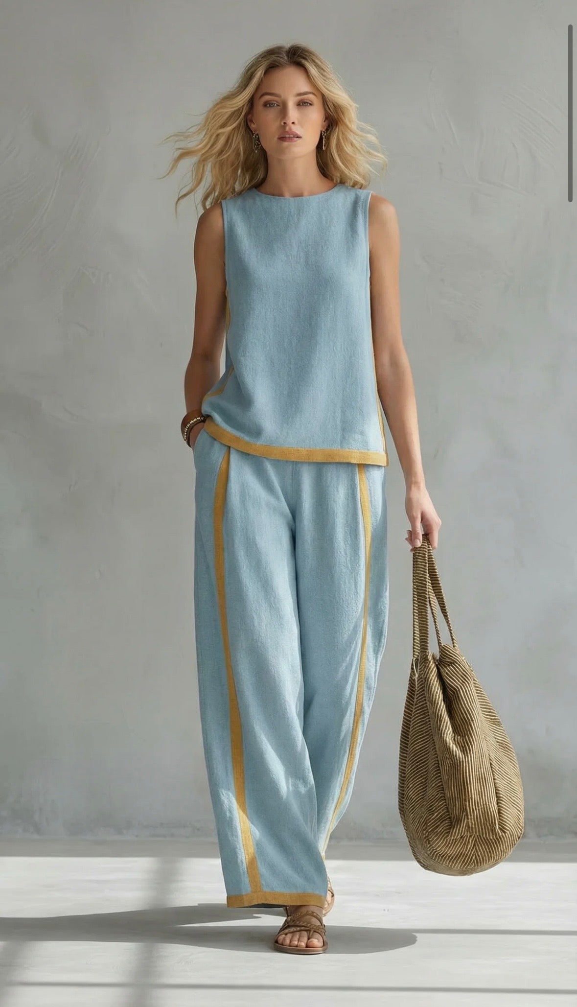 Women's Relaxed Fit Two-Piece Wide-Leg Set