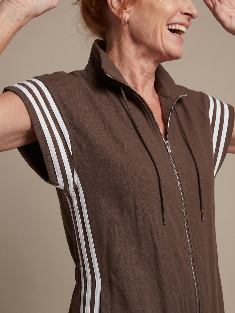 Women's Striped Zip Front Jumpsuit
