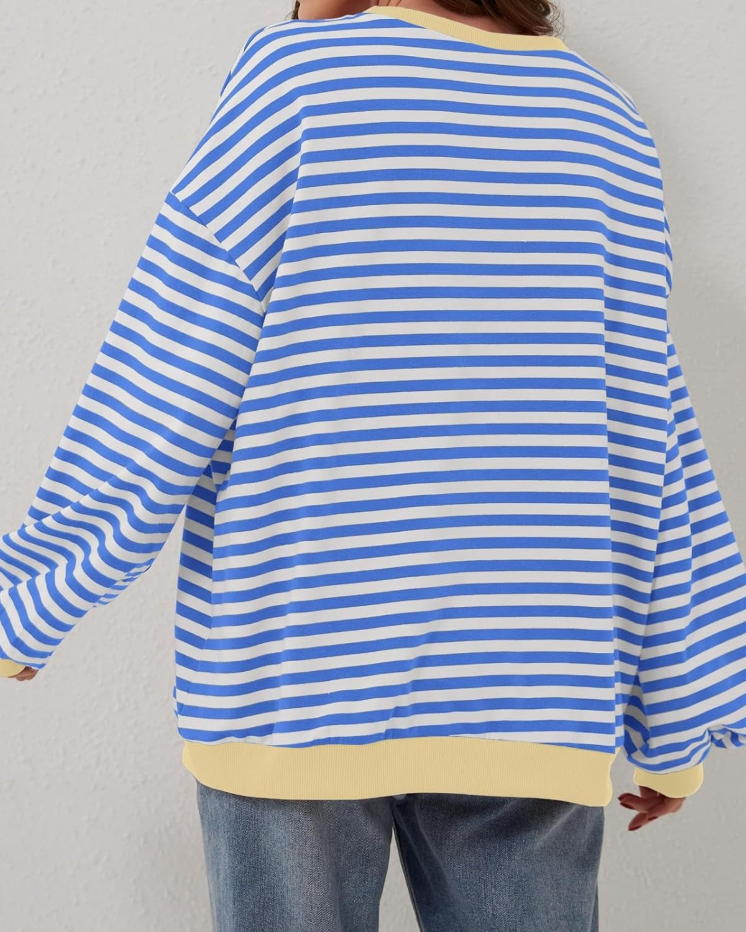 Women's Striped Oversized Crewneck Sweatshirt