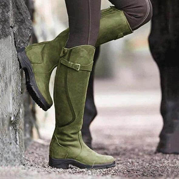 Bottes d’équitation montantes jusqu’aux genoux pour femme, avec détail de bride à boucle