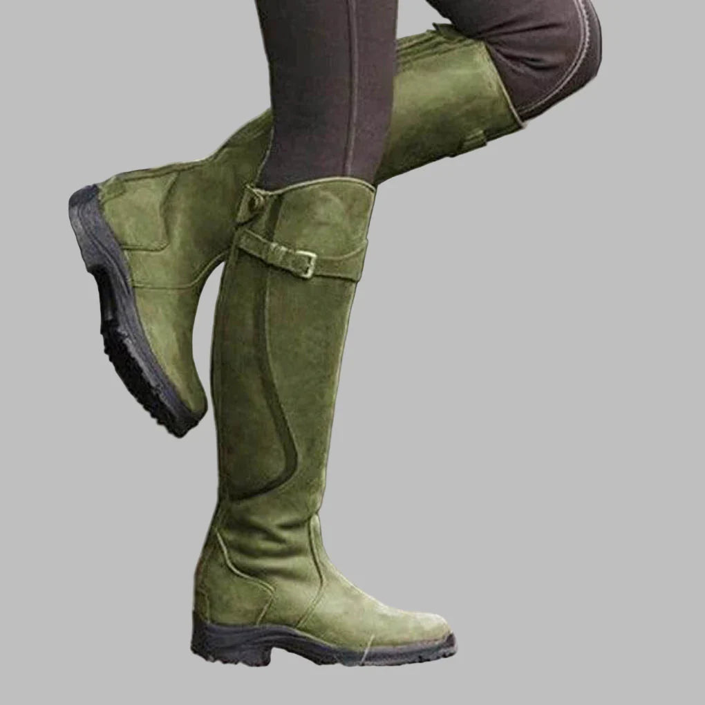 Women’s Knee-High Riding Boots with Buckle Detail