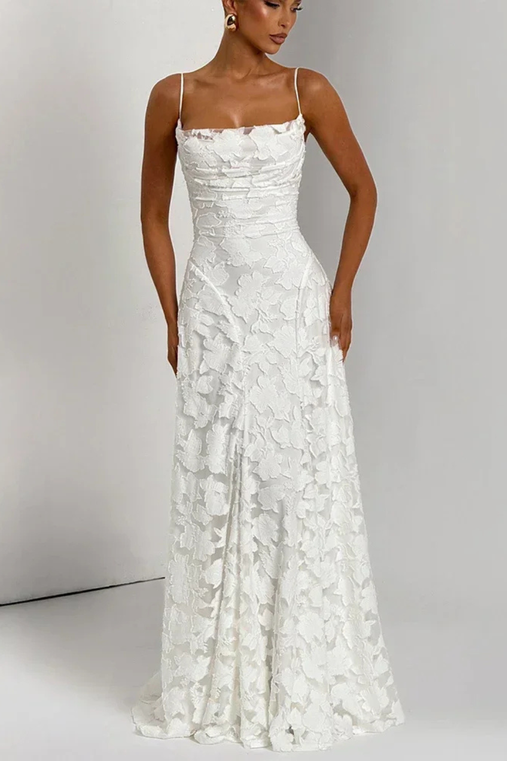 Women’s Lace Strap Backless Maxi Evening Dress