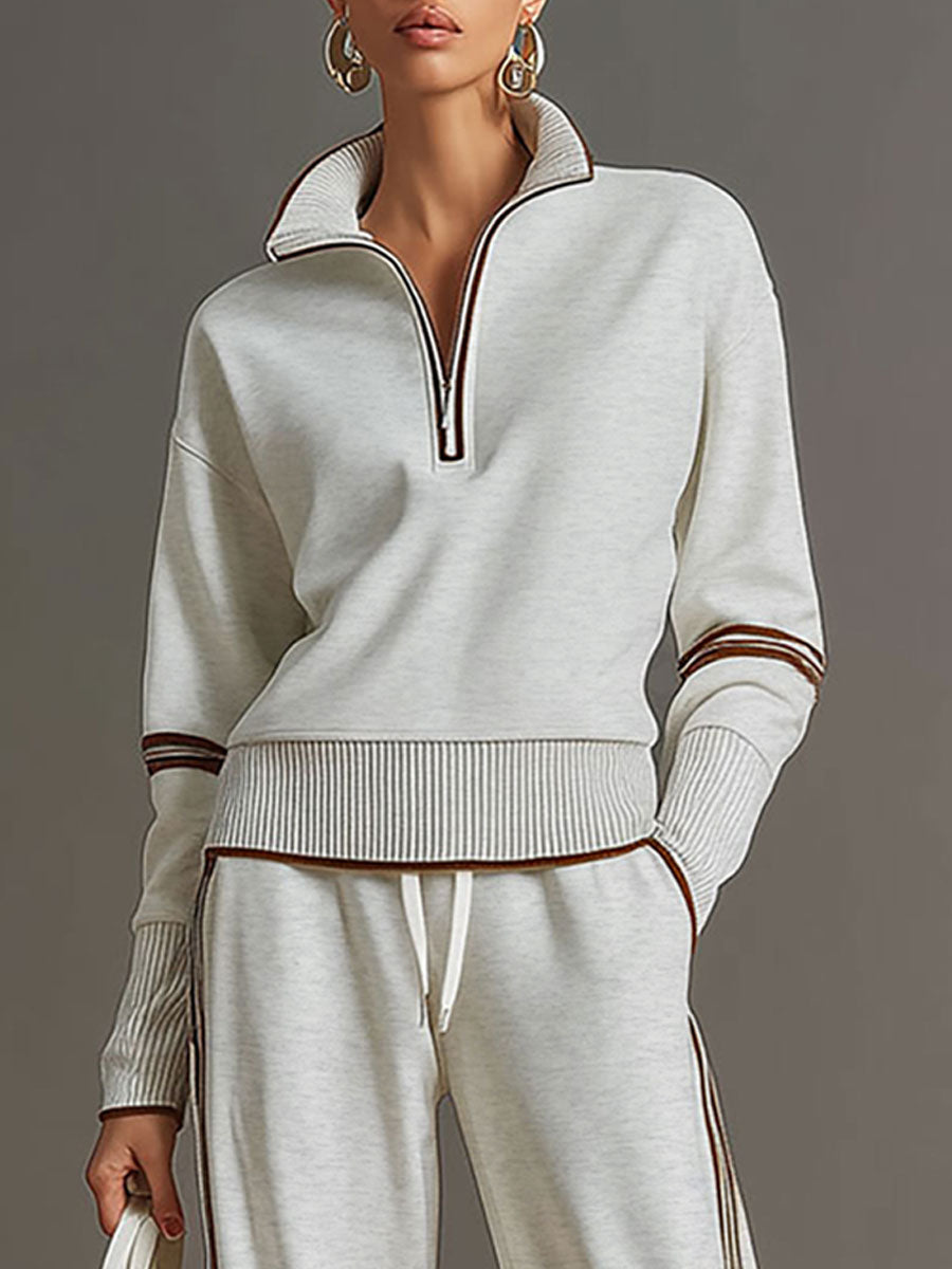 Women's Half-Zip Sweatshirt & Wide-Leg Trouser Co-Ord Set
