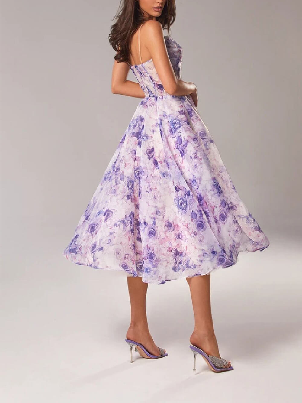 Women's Printed Swing Midi Dress Strapless