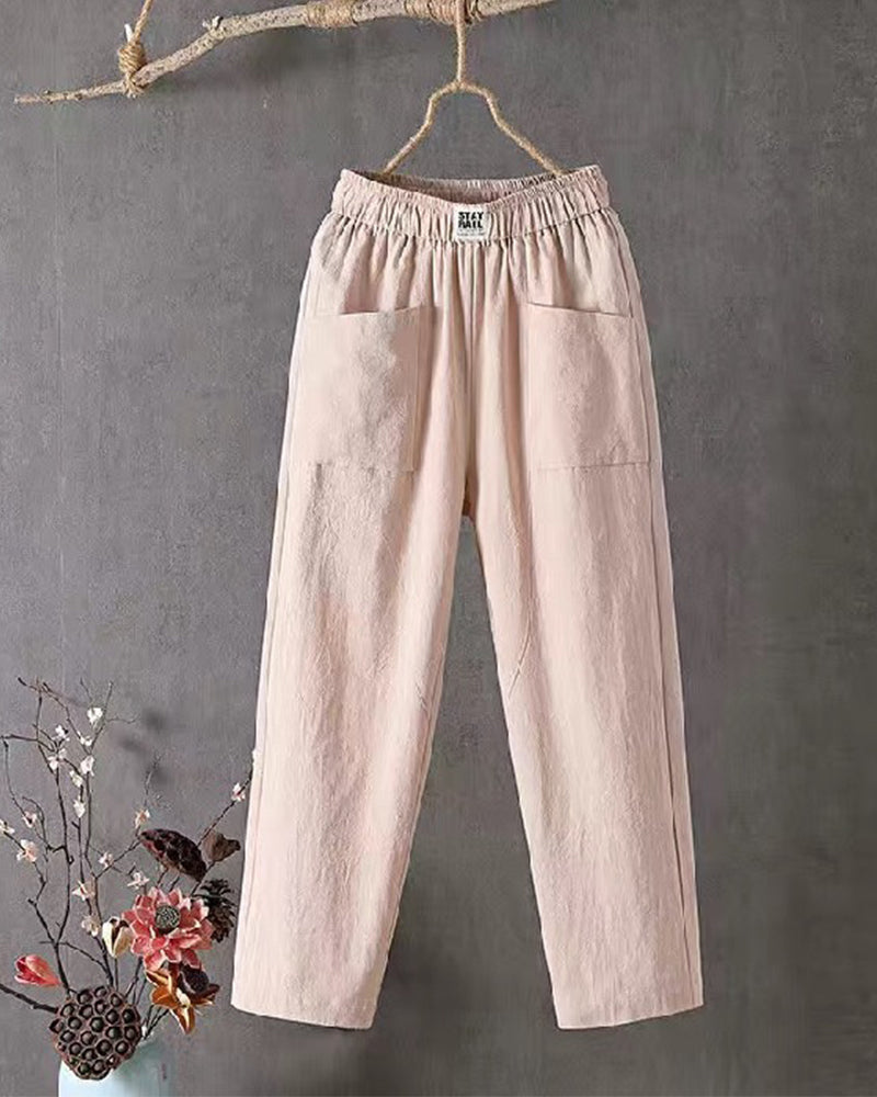 Women's Relaxed Casual Pants with Elastic Waist