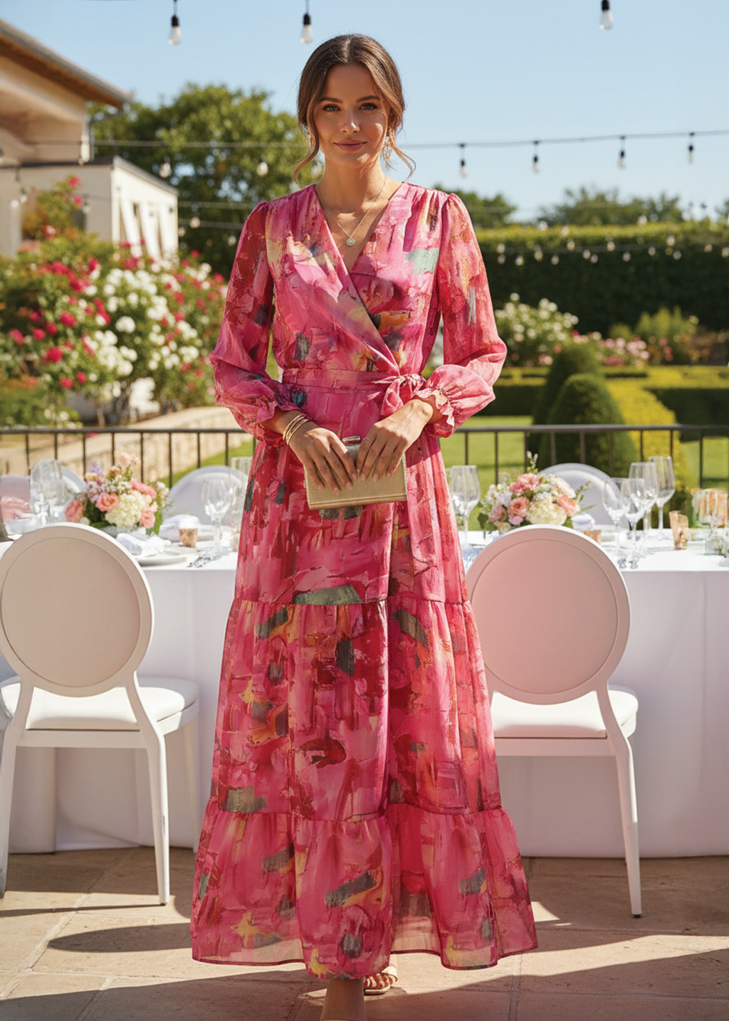 Maria - Wrap Tiered Maxi Dress