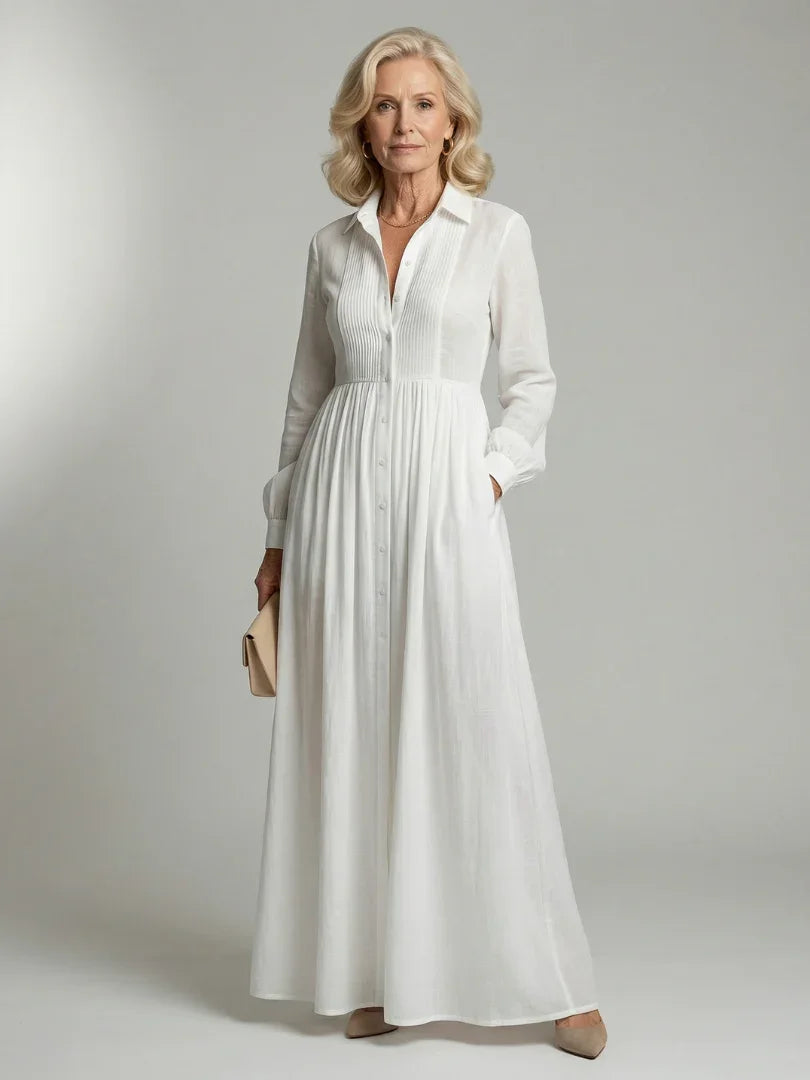Women's Soft Flow Maxi Dress with Long Sleeves