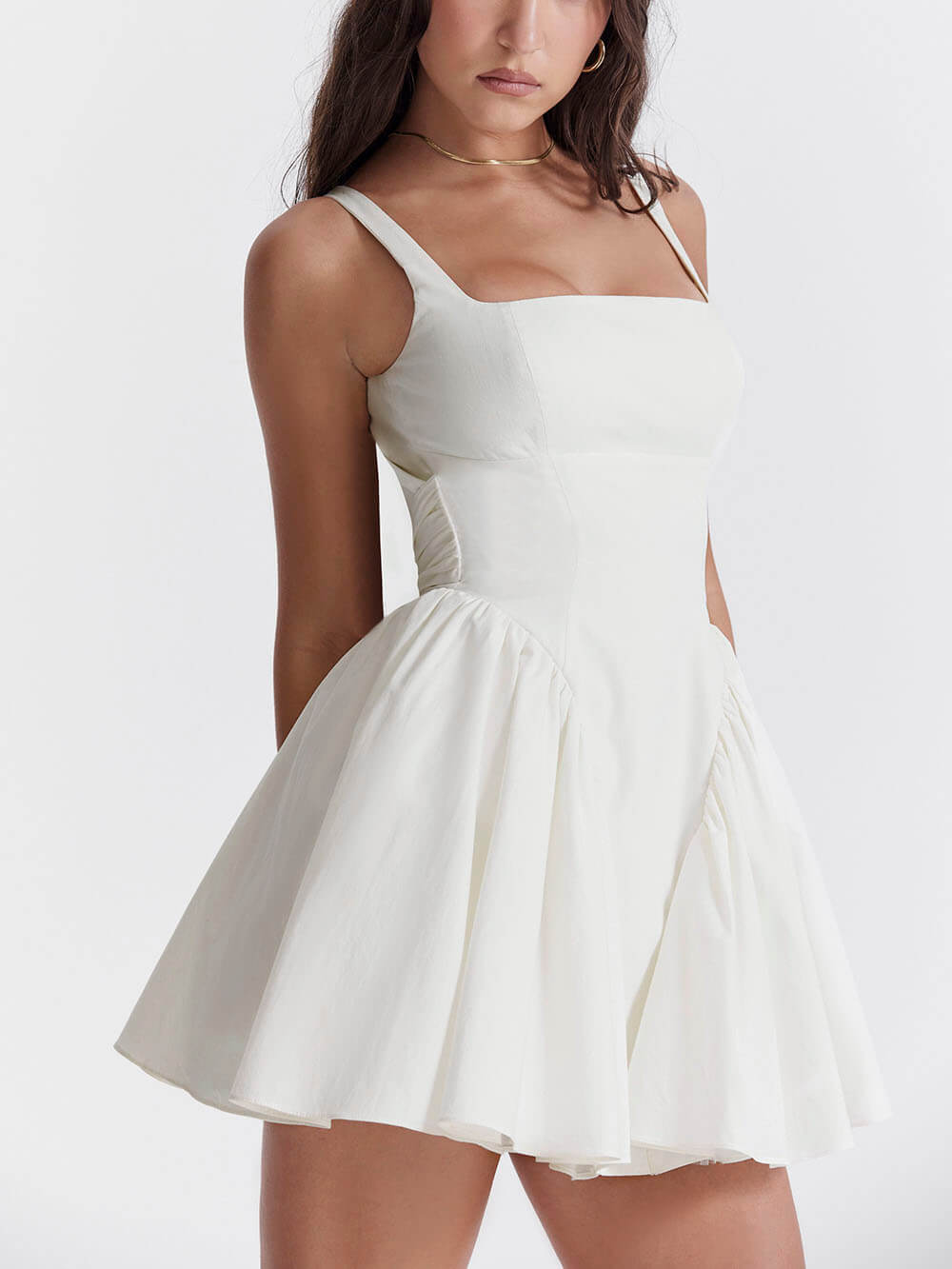 Robe mini ivoire avec nœud pour femmes