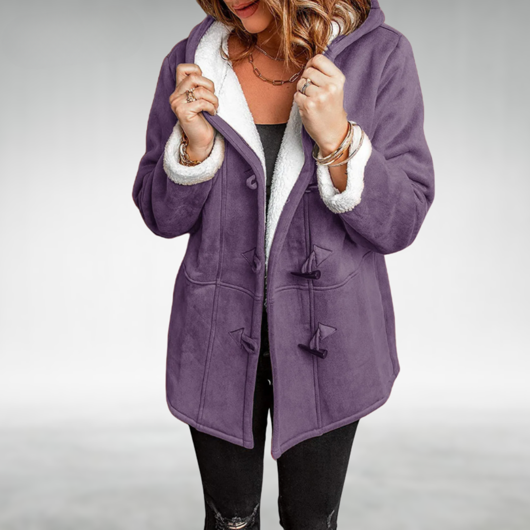 Manteau d’hiver à capuche pour femme avec brandebourgs