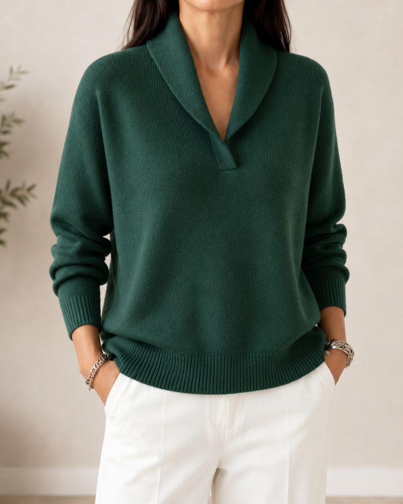 Women's Relaxed Fit Long Sleeve V-Neck Sweater