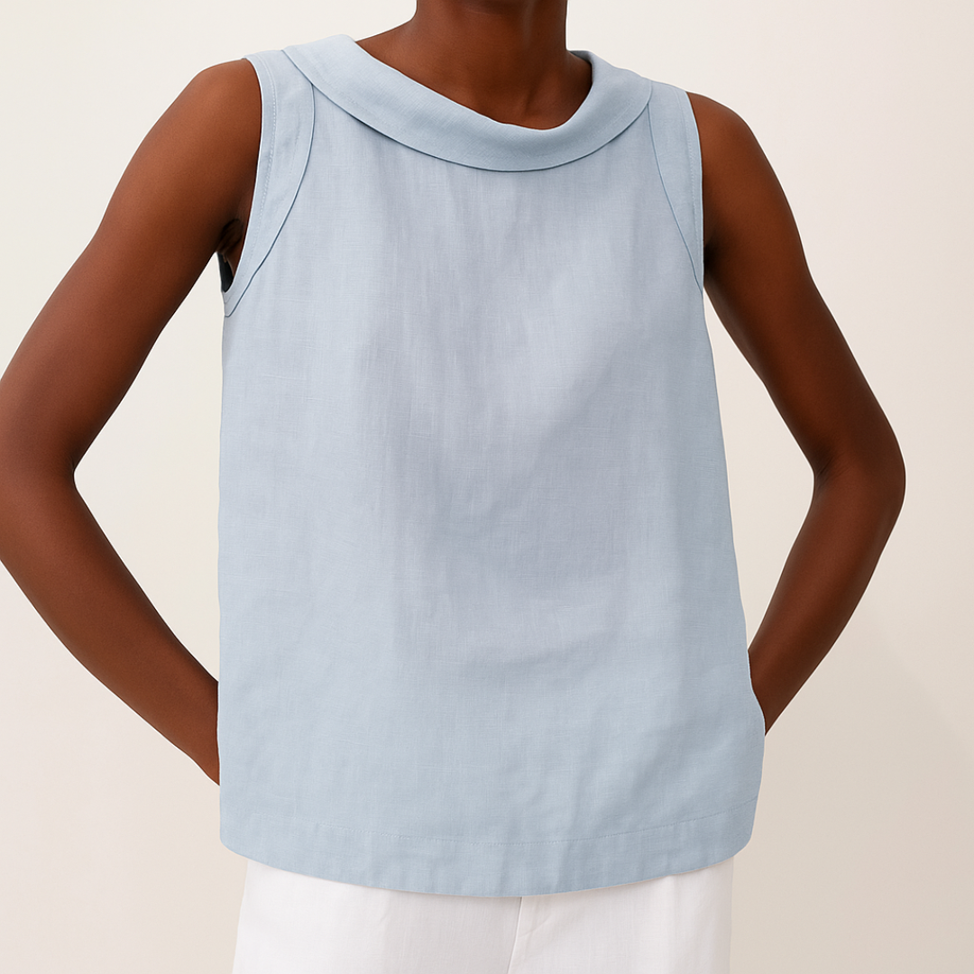 Maria Sleeveless Roll Collar Top for Women, Summer