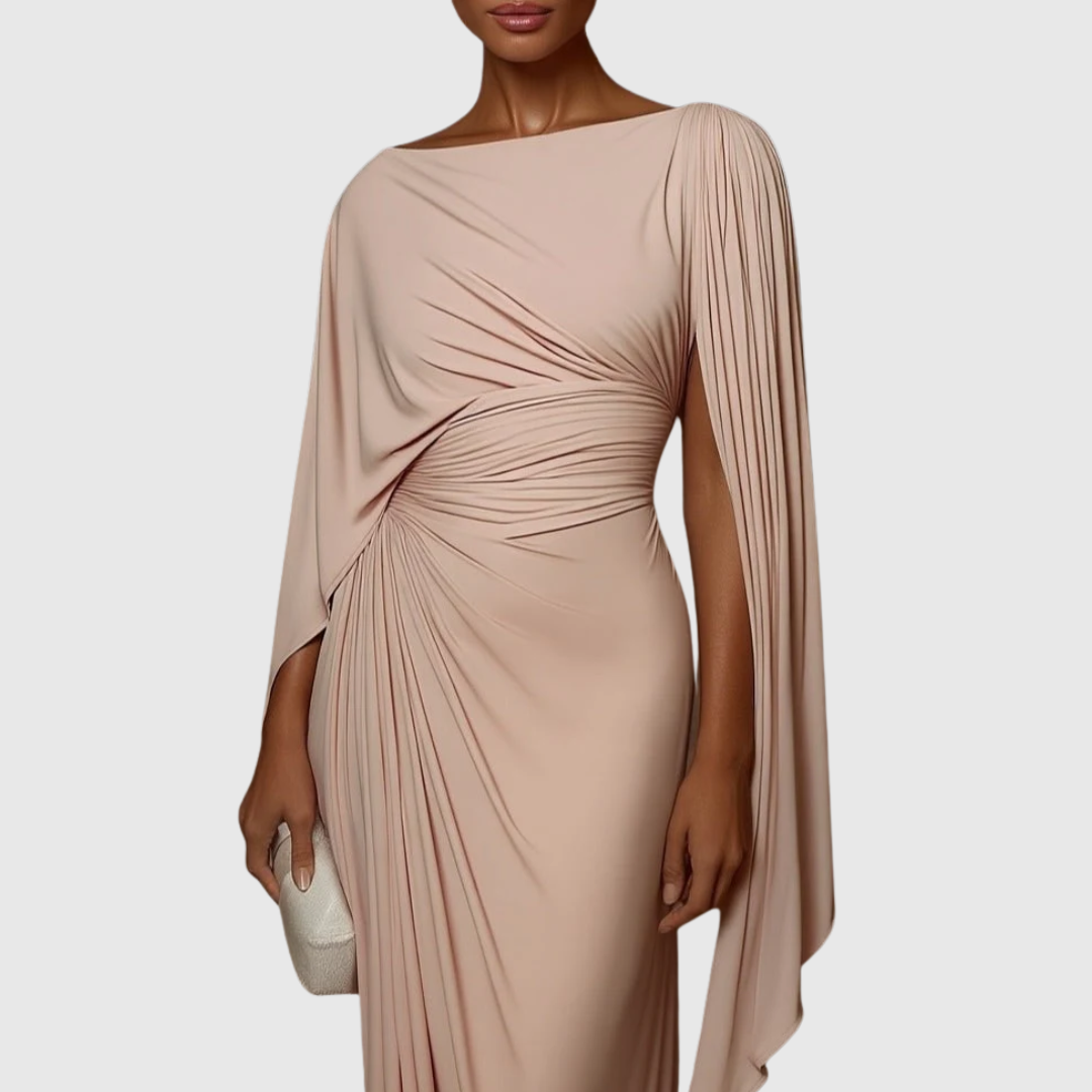 Women's Pleated One-Shoulder Maxi Dress
