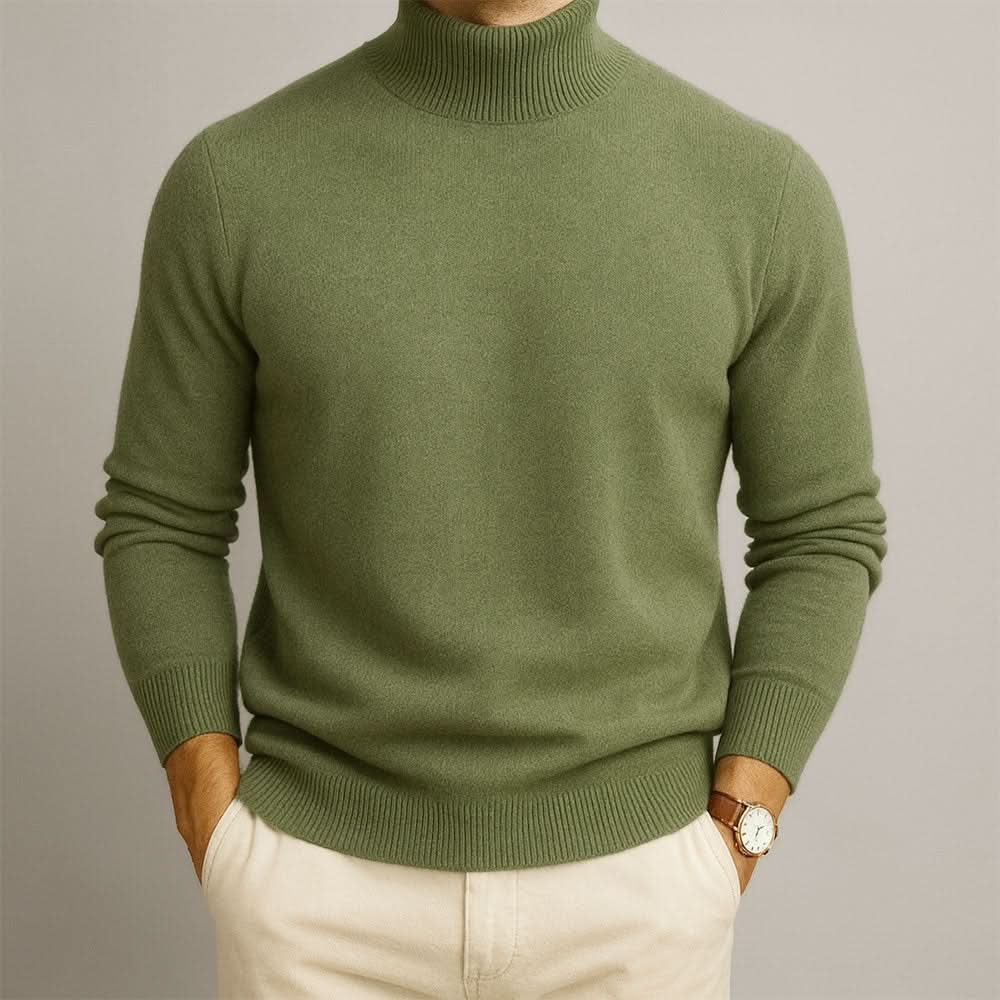 Pull à col roulé côtelé ajusté pour homme